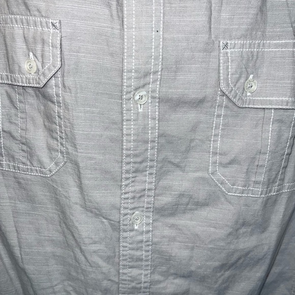 i Jeans by Buffalo Shirt Mens Short Sleeve Button Up Gray-White Size XL - Picture 4 of 6